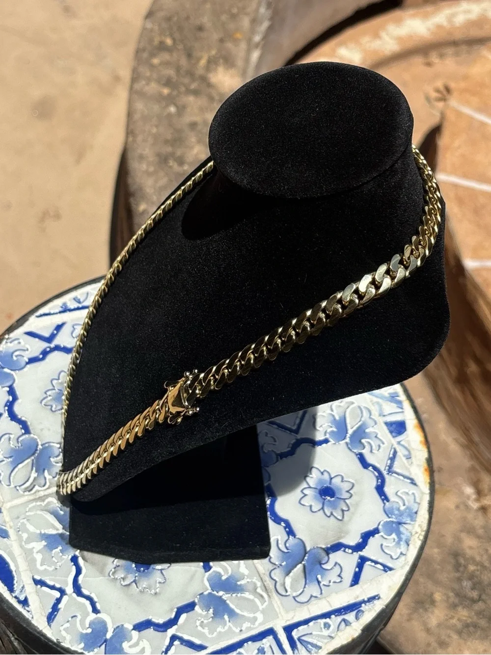 14k Cuban Gold Overlay Necklace Chain 24” long Cadena Oro Laminado Cubano eslabo